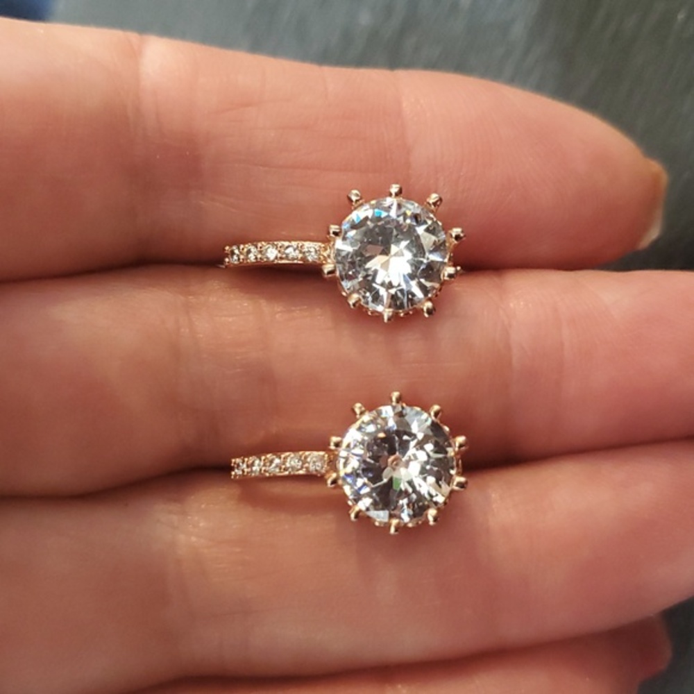 Silver 925°and Gold Hoop Earrings with Crystal Accents